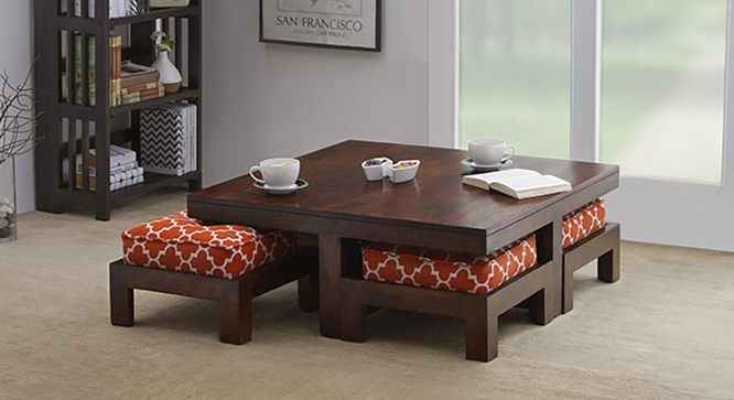 Tribal Coffee Table Set (Walnut Morocco Lattice Rust)